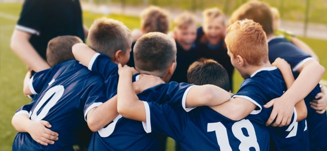 Kids having a team talk